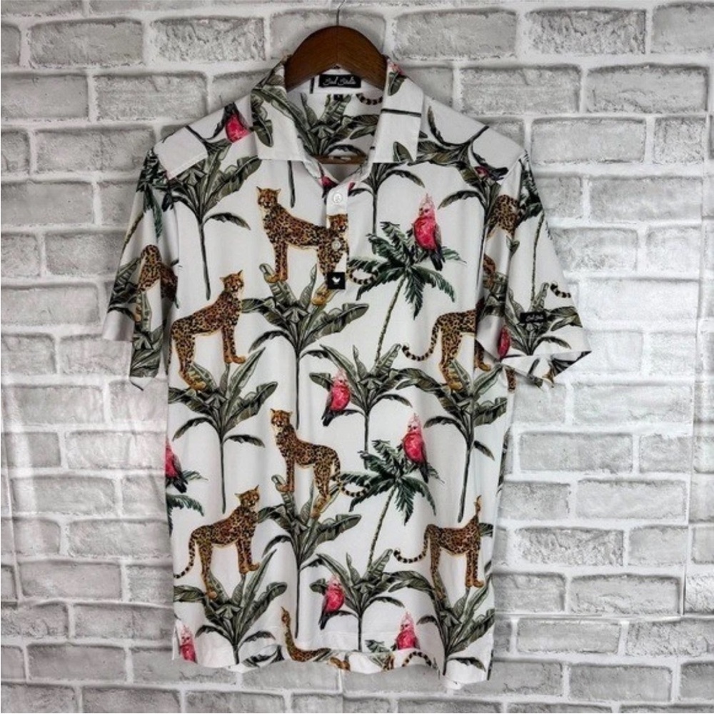 Bad BirdieTropical Print Men's Golf Shirt Small